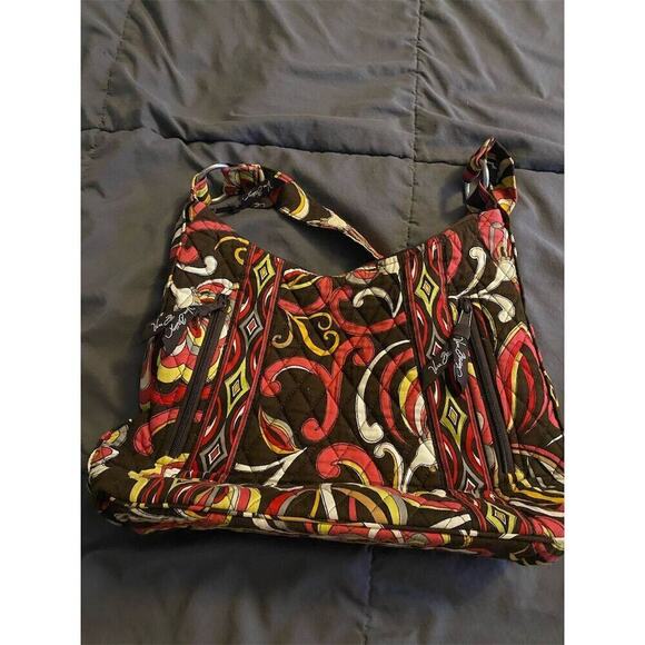 Retired Vera Bradley Puccini Pattern Medium Shoulder Bag Quilted Floral Brown - Picture 6 of 7